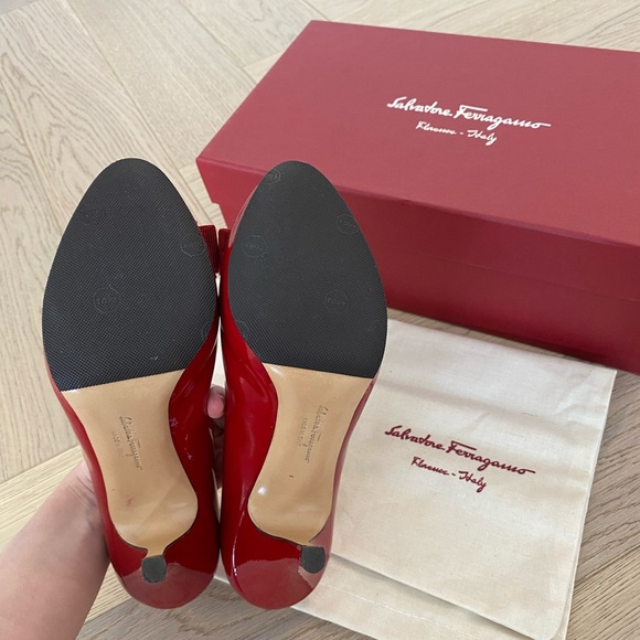 Salvatore Ferragamo Red Patent Pumps - Picture 3 of 4